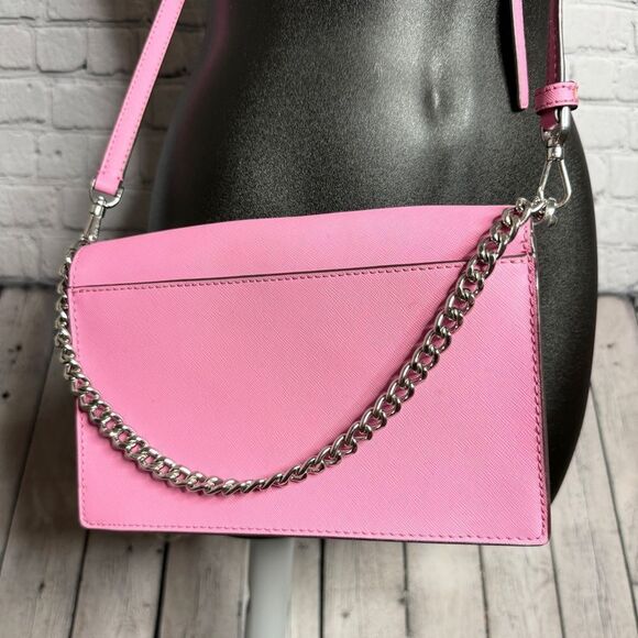 Kate Spade bright bubblegum pink leather chain crossbody bag Cameron - Picture 7 of 11